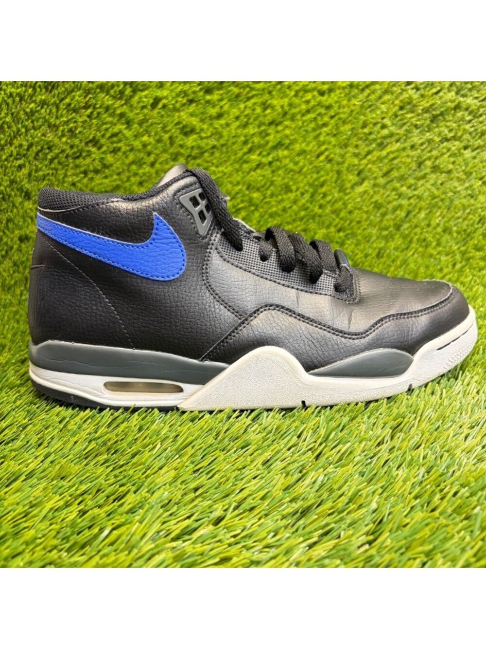 Nike Flight Legacy Mens Size 9 Black Blue Athletic Basketball Shoes Sneakers